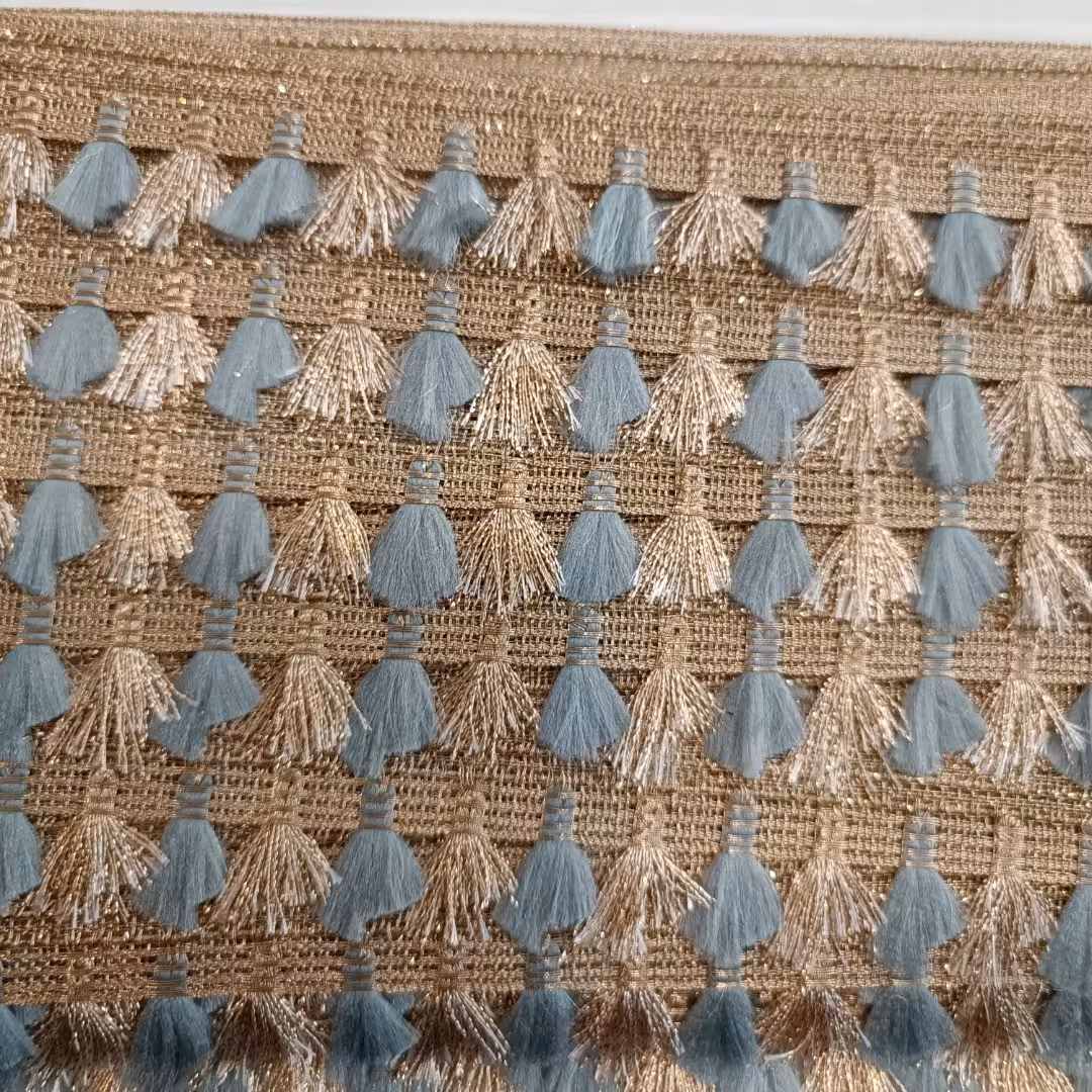 یراق تزئینی طلایی-طوسی بسته یک متری