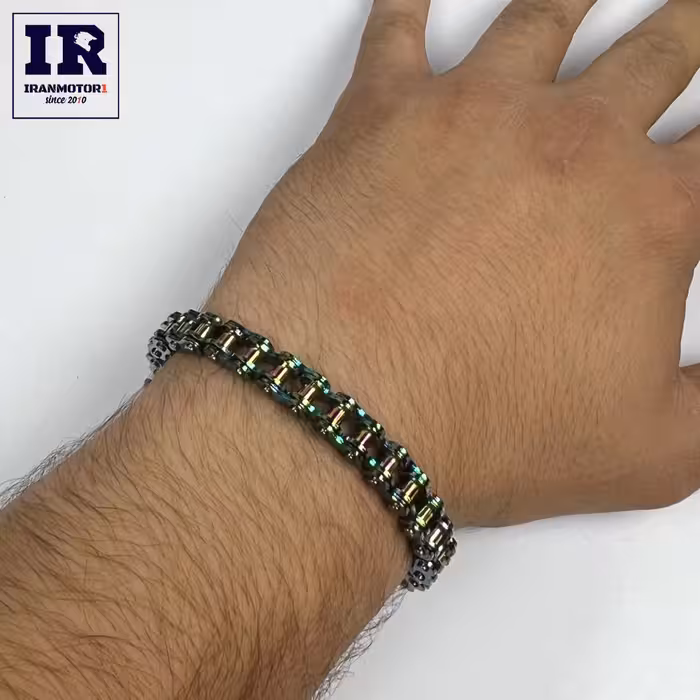 دستبند طرح زنجیر موتورسیکلت هفت رنگ ریز