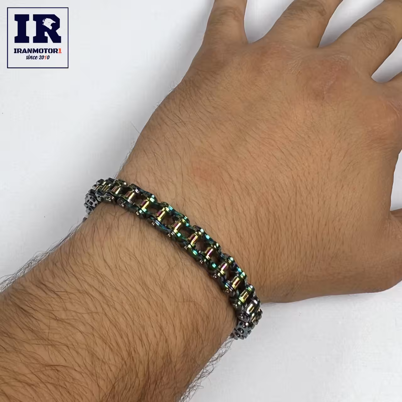 دستبند طرح زنجیر موتورسیکلت هفت رنگ ریز