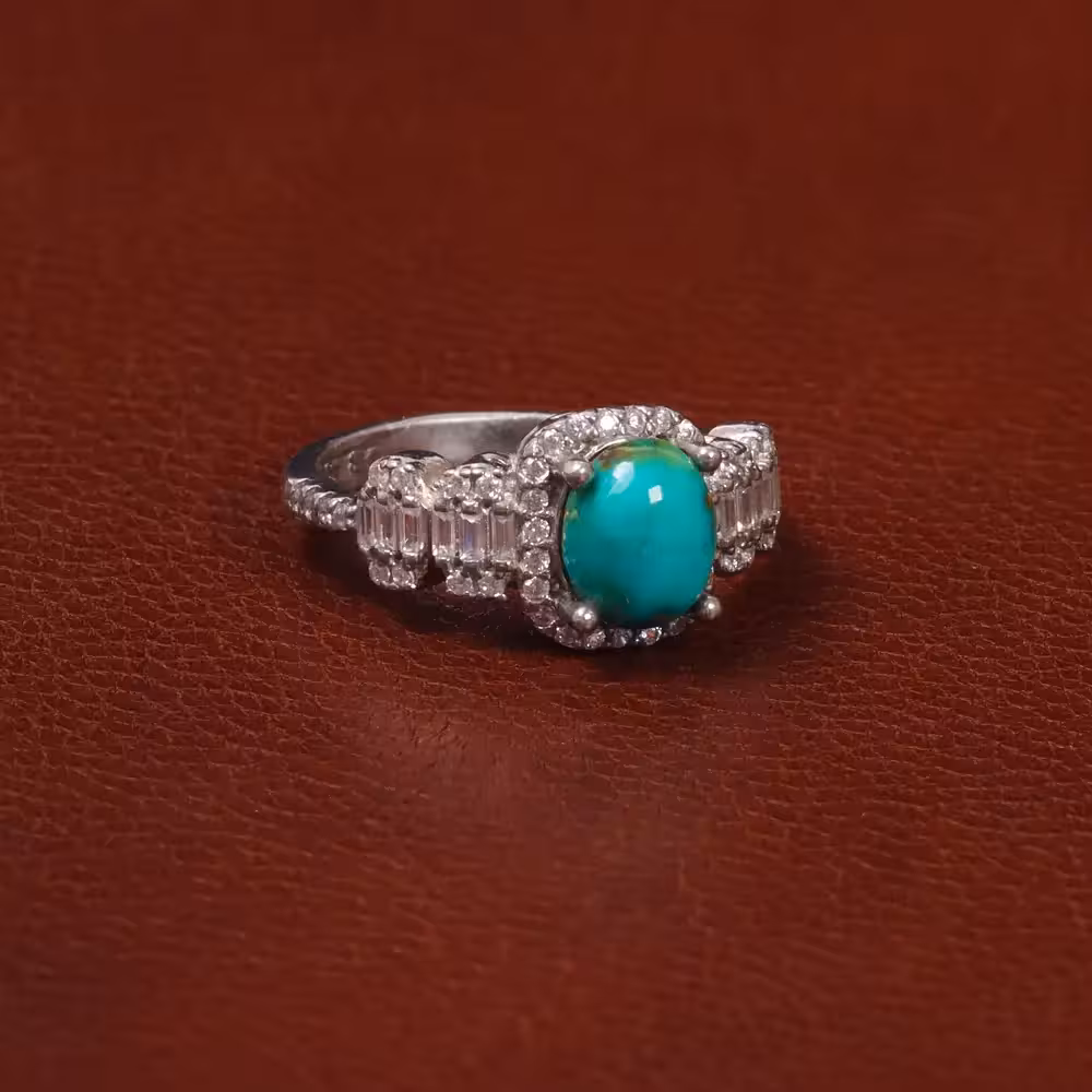 انگشتر فیروزه شجری زنانه کد 30799 - جواهری مشاهیر