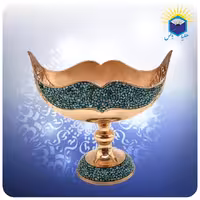 کشکول یک شبکه مس و فیروزه کوب 17 سانت