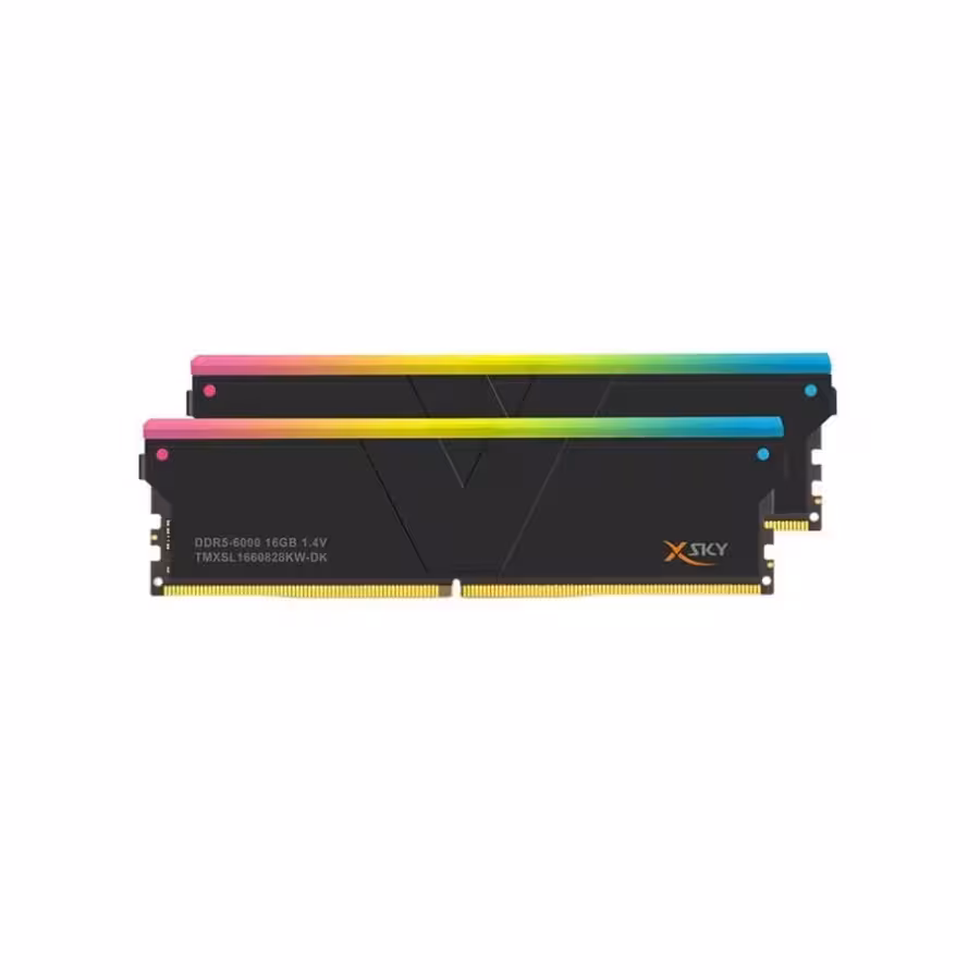 رم دسکتاپ DDR5 دو کاناله 6000 مگاهرتز CL28 وی کالر مدل XSky RGB 2 2 KIT ظرفیت 32 گیگابایت