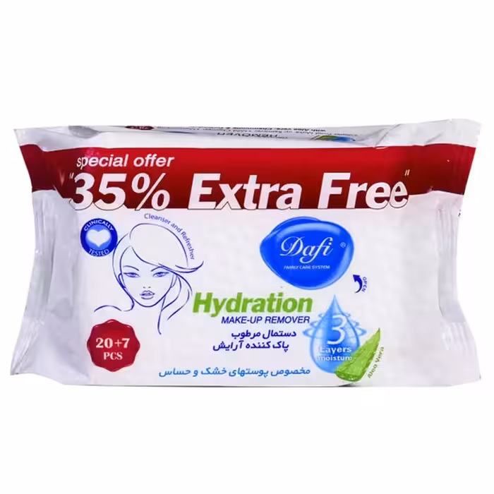 دستمال مرطوب پاک کننده آرایش اکسترا دافی پوست خشک و حساس 20 عدد