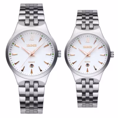 ست ساعت مچی عقربه ای زنانه و مردانه اسکمی مدل 9071 کد 09
