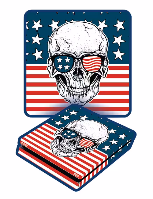 اسکین پی اس 4 اسلیم برند گیم‌آور طرح پرچم آمریکا و اسکلت کد A