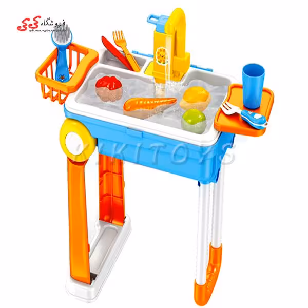 سینک ظرفشویی اسباب بازی چمدانی آبی و نارنجی WASHHNG VEGTABLE BASIN