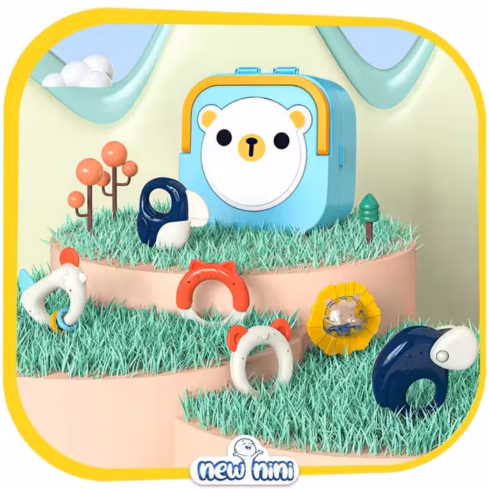 ست جغجغه دندانگیر 6 عددی جعبه خرس یوبین YOUBEIEN