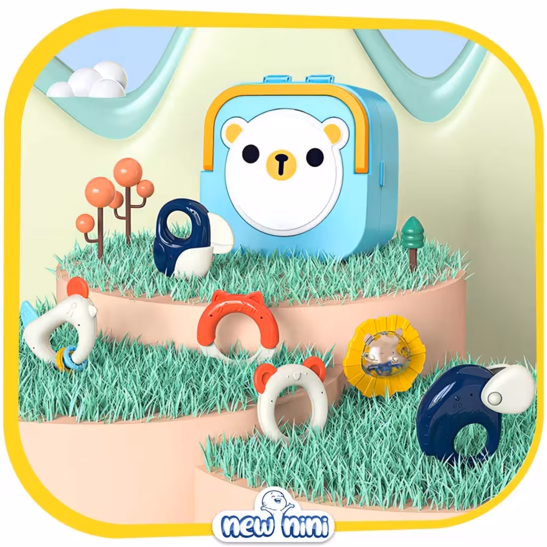 ست جغجغه دندانگیر 6 عددی جعبه خرس یوبین YOUBEIEN