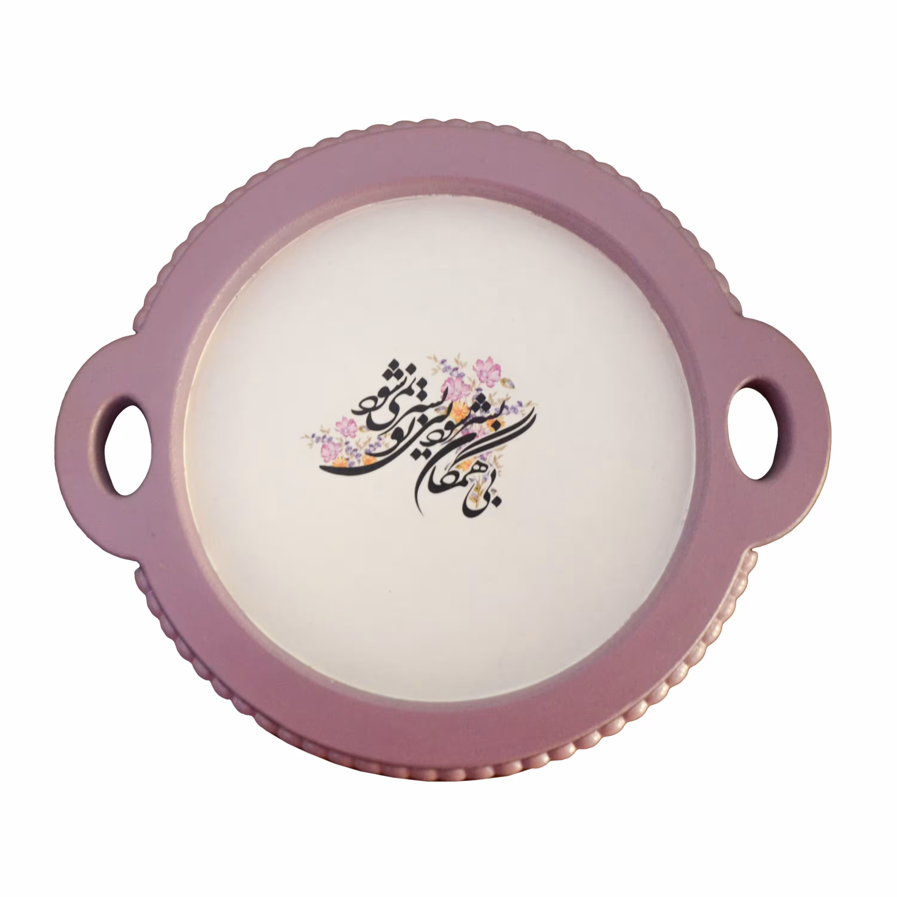 سینی مدل بی تو بسر نمی شود - دایره - چوبی - قطر 22cm