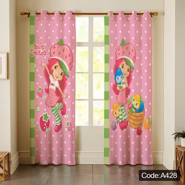 پرده پانچی مخمل چاپی دخترانه کد 928