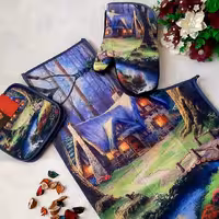 پیشبند جادویی  فانتزی میکروفایبر اعلا طرح دار چاپی  طرح منظره قابلیت جذب فوق العاده ی آب بسیار زیبا  