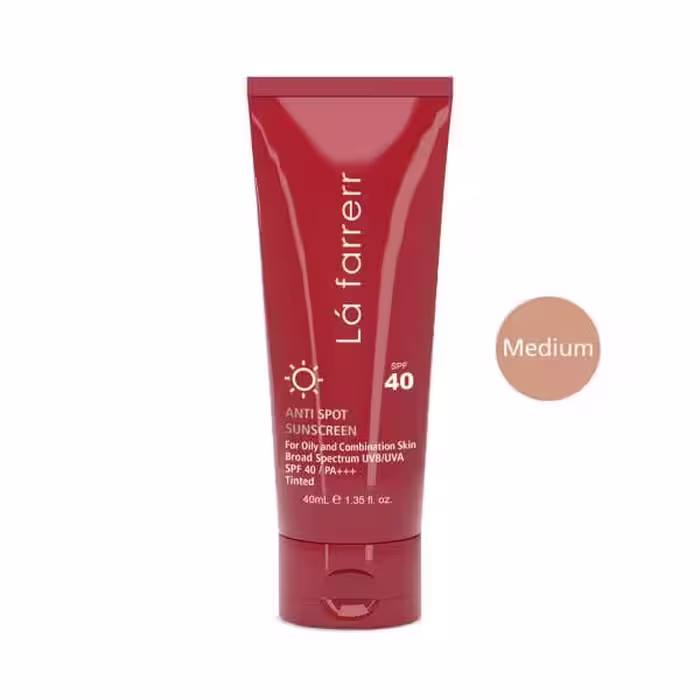 کرم ضد آفتاب ضد لک رنگی مدیوم پوست چرب و مختلط SPF 40 لافارر Lafarrerr