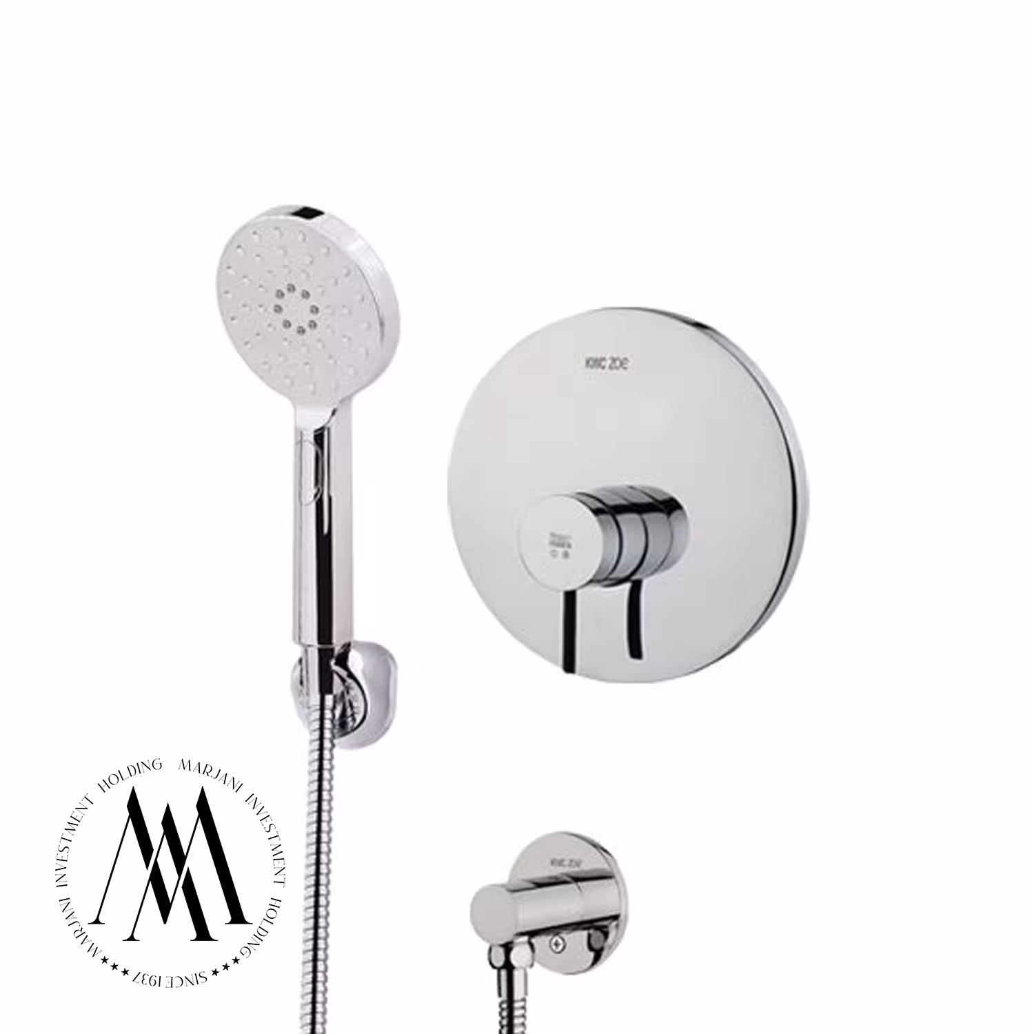 شیر حمام توکار kwc مدل زو تیپ 2 (کروم)  با سردوش تلفنی استیل