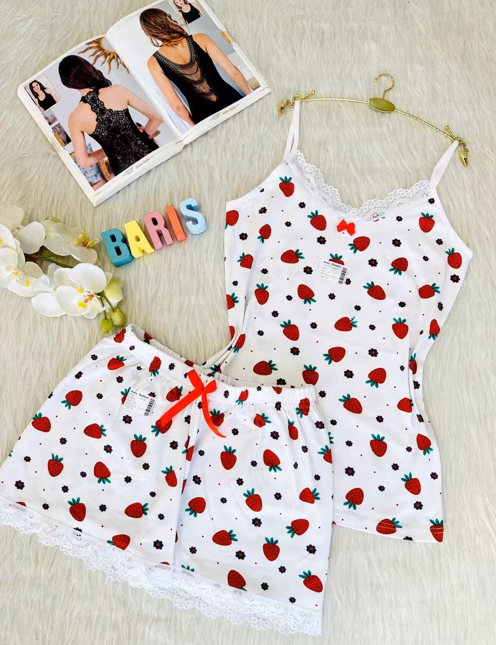 خرید و قیمت ست تاپ شورتک زنانه طرح توت فرنگی در 5 سایز