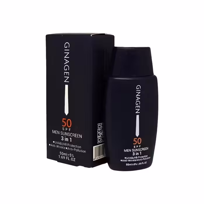 کرم ضد آفتاب بدون رنگ 3 در 1 آقایان SPF50 ژیناژن | 50 میل