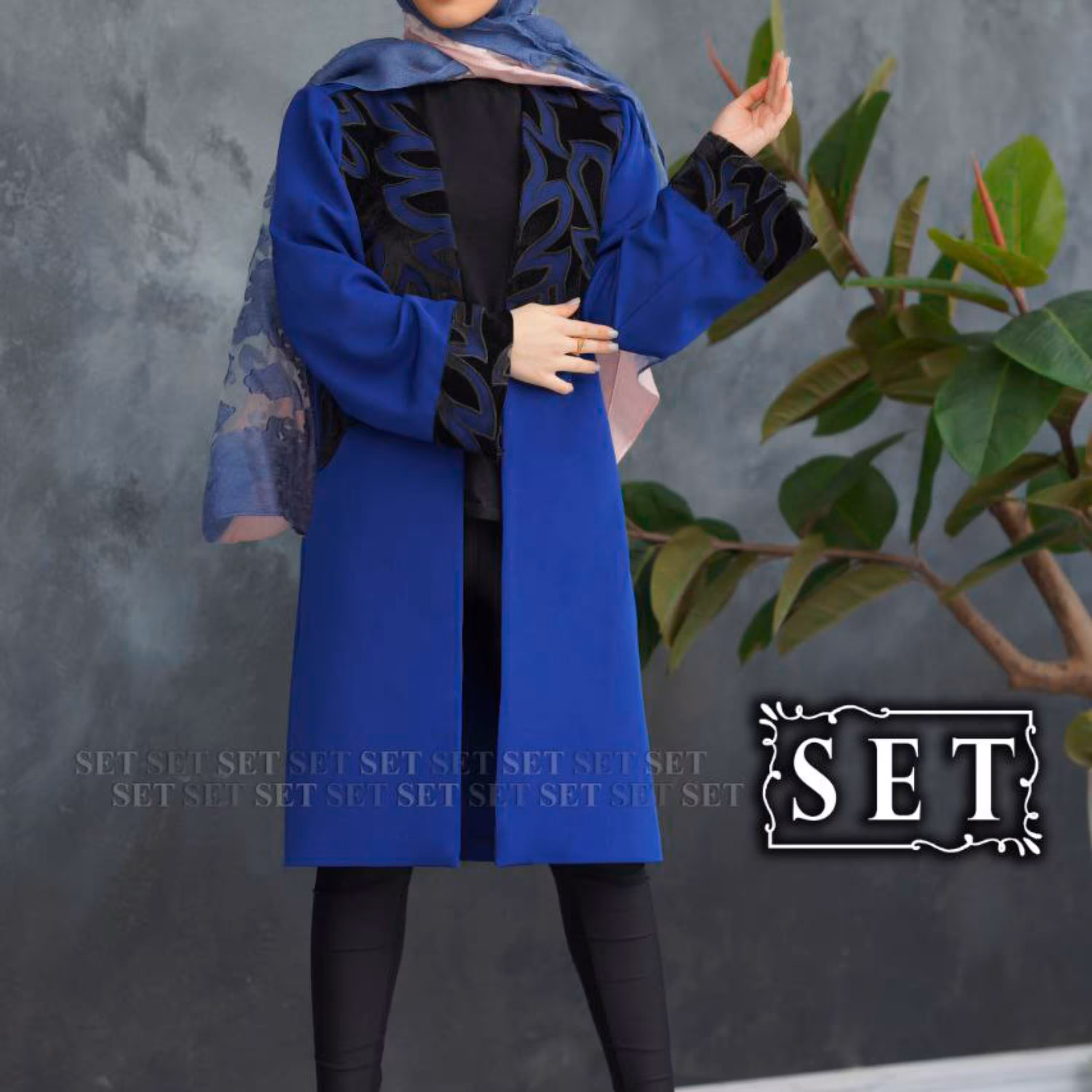 مانتو کرپ مجلسی مدل پارمیدا رنگ کاربنی برند SET