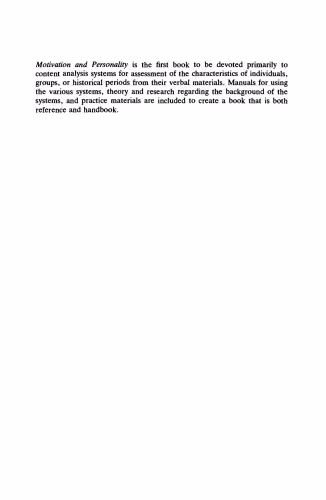 خرید و دانلود نسخه کامل کتاب Motivation and Personality: Handbook of Thematic Content Analysis