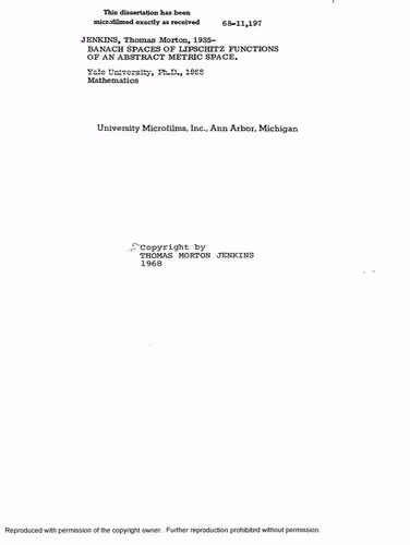 خرید و دانلود نسخه کامل کتاب Banach spaces of Lipschitz functions of an abstract metric space [PhD thesis]