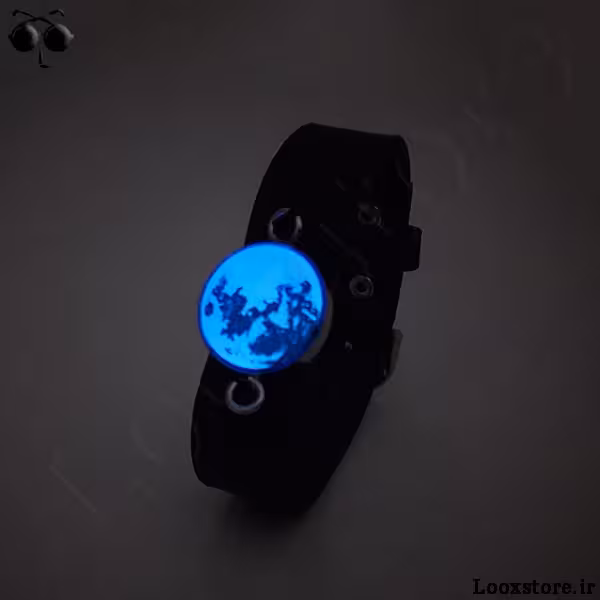 دستبند ماه شبتاب چرمی آبی لاکچری