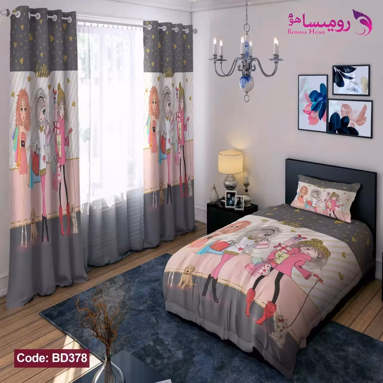 قیمت و خرید روتختی طرح سه دختر یک نفره برند دکو کد BD378