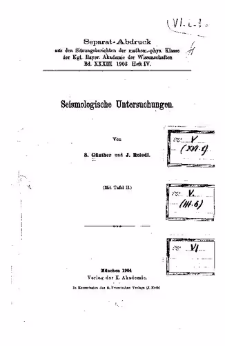 خرید و دانلود نسخه کامل کتاب Seismologische Untersuchungen