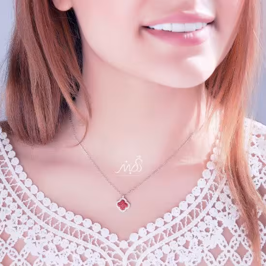 💍گردنبند جواهری طرح ونکلیف نقره عیار 925 (G_3042)