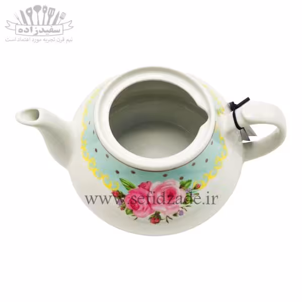 قوری چینی شکس (SHEX) مدل دریا حاشیه آبی کف پهن