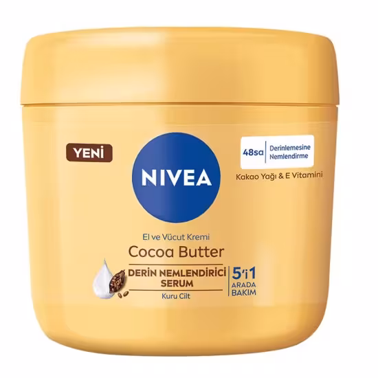 کرم مرطوب کننده دست و بدن نیوا NIVEA کره کاکائو و ویتامین E حجم 400 میل