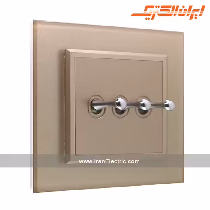 کلید سه پل اهرمی برلیان کریستال بژ ایران الکتریک