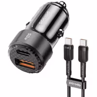 شارژر فندکی خودرو 50W پرودو مدل PD-CC50WL-BK با کابل type-c to type-c