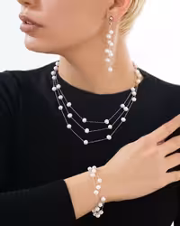 سرویس وارداتی مروارید 3 رج نقره جواهری زنانه کد 60672