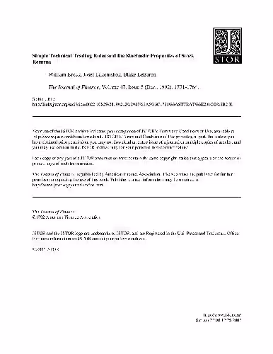خرید و دانلود نسخه کامل کتاب Simple Technical Trading Rules and the Stochastic Properties of Stock Returns
