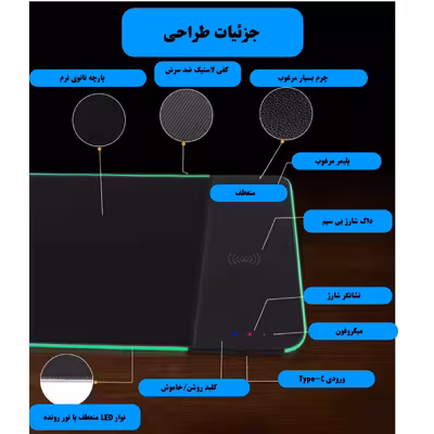 ماوس پد مخصوص بازی مدل RGB Wireless Combo