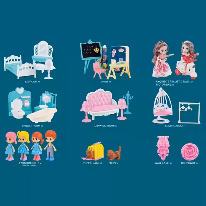 ست اسباب بازی لوازم خانه مدل خانه عروسکی