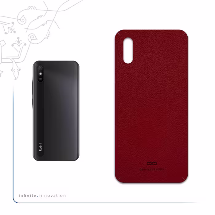 برچسب پوششی ماهوت مدل Red-Leather مناسب برای گوشی موبایل شیائومی Redmi 9i Sport