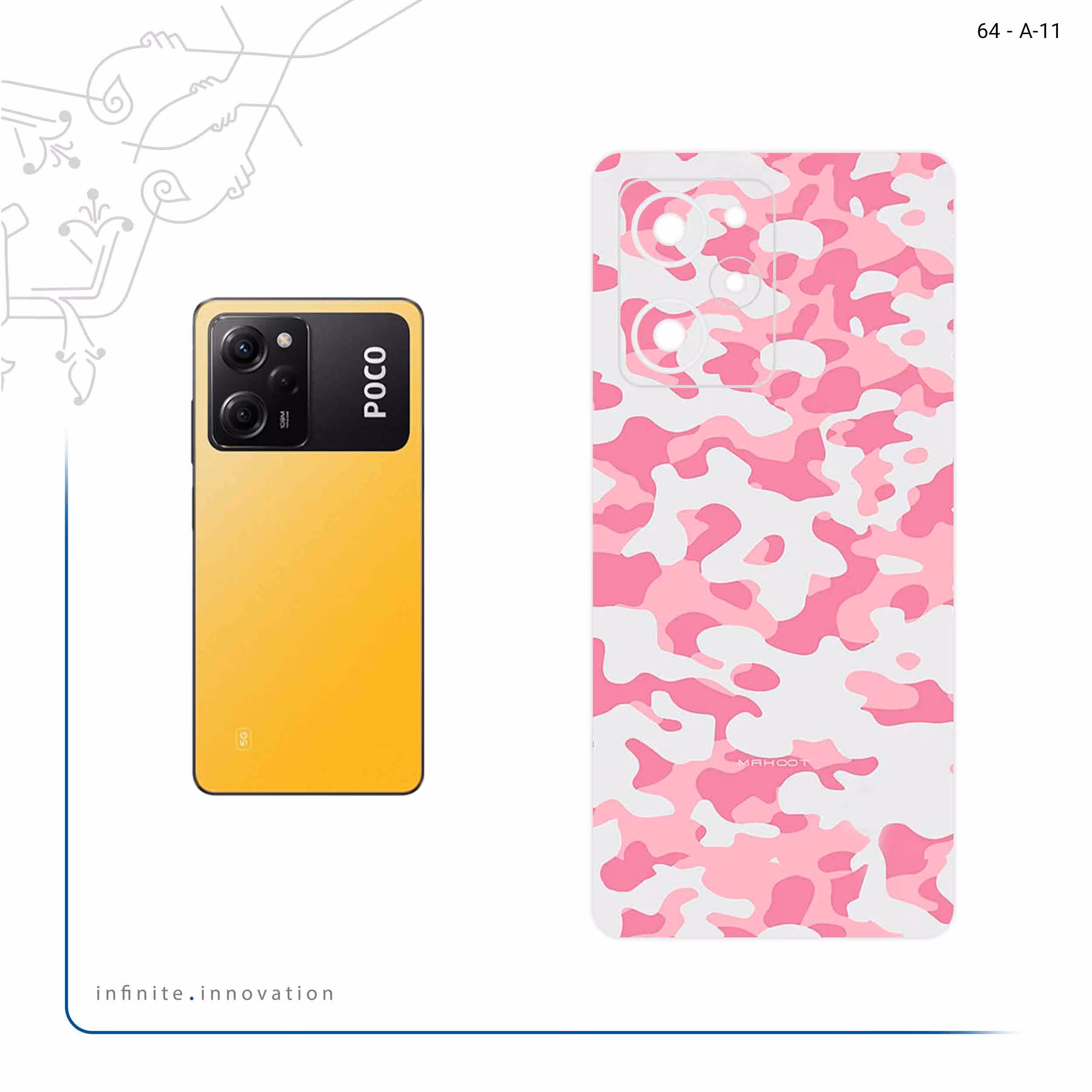 برچسب پوششی ماهوت مدل Army_Pink مناسب برای گوشی موبایل شیائومی Poco X5 Pro