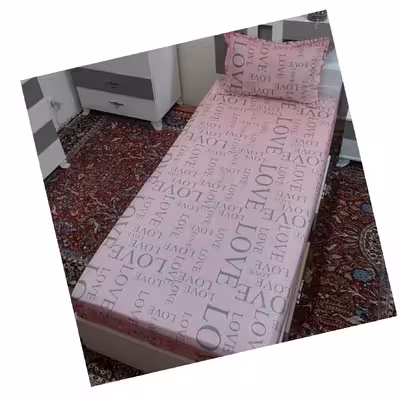 سرویس ملحفه مدل کشدار طرح لاو کد ni03 یک نفره دو تکه