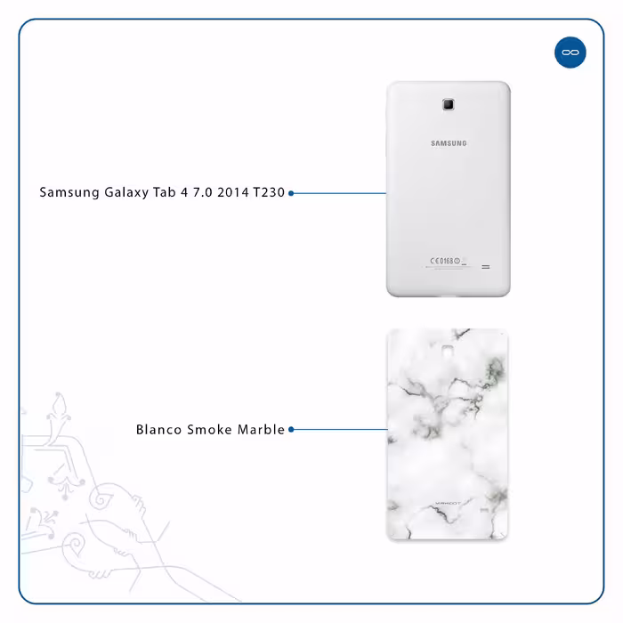 برچسب پوششی ماهوت مدل Blanco-Smoke-Marble مناسب برای تبلت سامسونگ Galaxy Tab 4 7.0 2014 T230