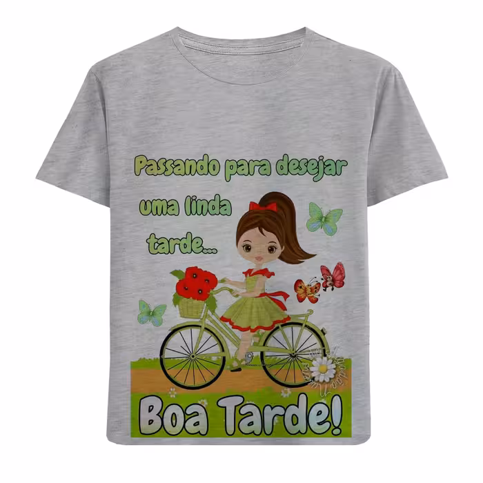 تی شرت آستین کوتاه بچگانه مدل دختر و دوچرخه F738