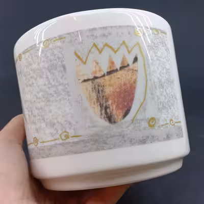 ست گلدان و زیرگلدانی سرامیکی طرح انتزاعی مدل بوهو کد 2