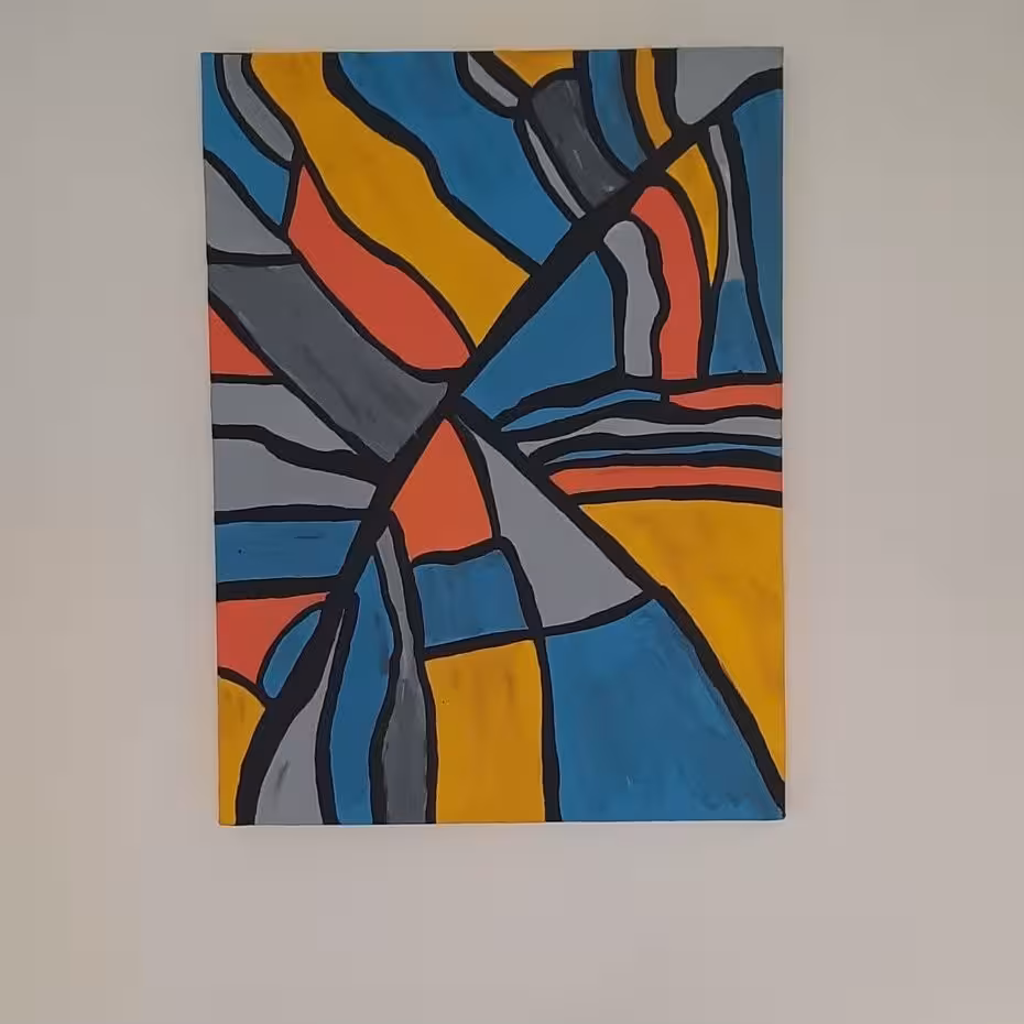 نقاشی مدرن روی بوم با گواش و رنگ اکرلیک سایز 30 در 40 سانتی متر