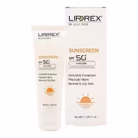 کرم ضد آفتاب SPF50، بی رنگ، مخصوص پوست نرمال و چرب، برند لیپورکس