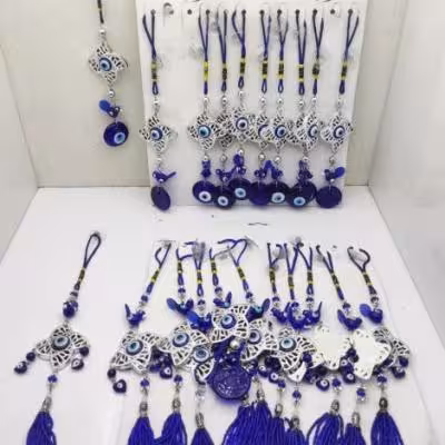 آویز چشم و نظر مربعی جوجه و قلب ریشه منجوقی