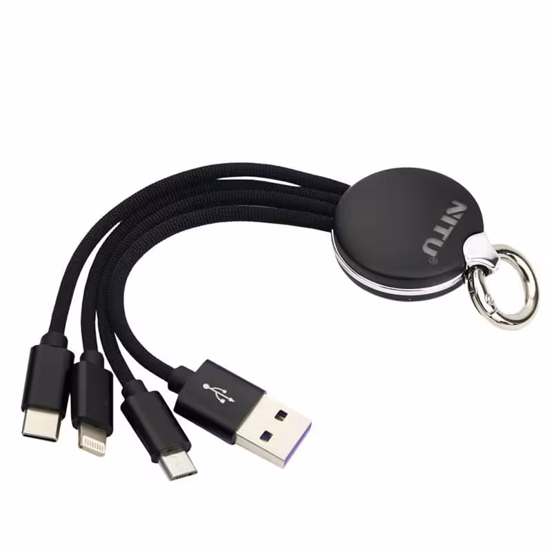 کابل پاور بانکی 3 سر میکرو و تایپ سی و آیفون نیتو مدل NITU NT-UC091 3 in 1