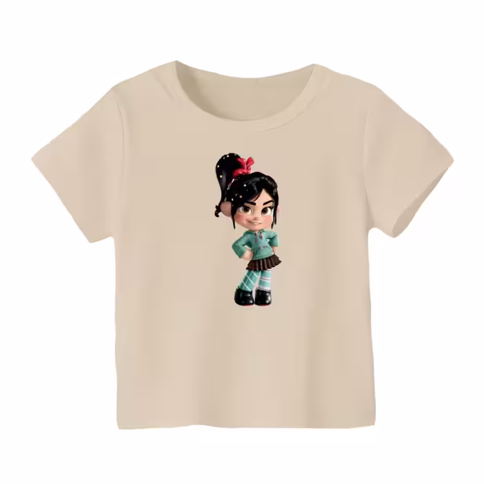 تی شرت آستین کوتاه بچگانه مدل دخترک کد 1 رنگ کرم