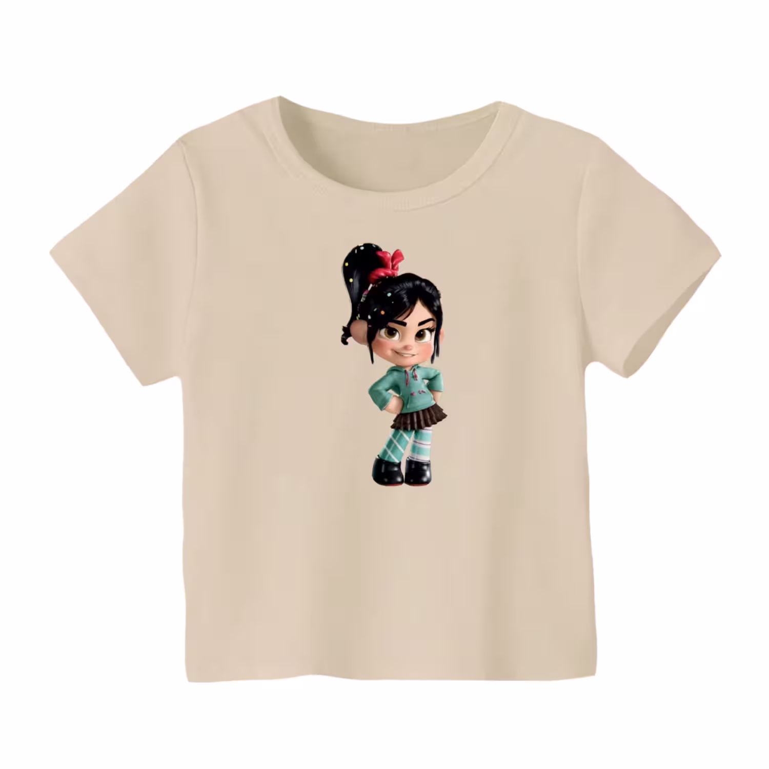 تی شرت آستین کوتاه بچگانه مدل دخترک کد 1 رنگ کرم