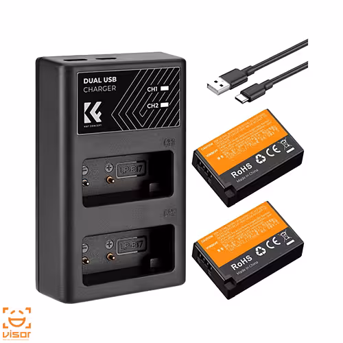 باطری دوعددی و شارژر دوبل دوربین کانن K&F LP-E17 Battery and Dual USB Charger
