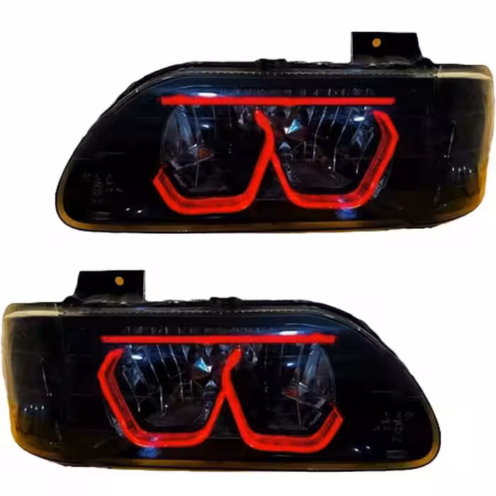 خرید چراغ جلو اسپرت پراید 131 جمع ساز مدل هگزا 3D قرمز داخل مشکی بدون موتور دو عددی | اتوموبی