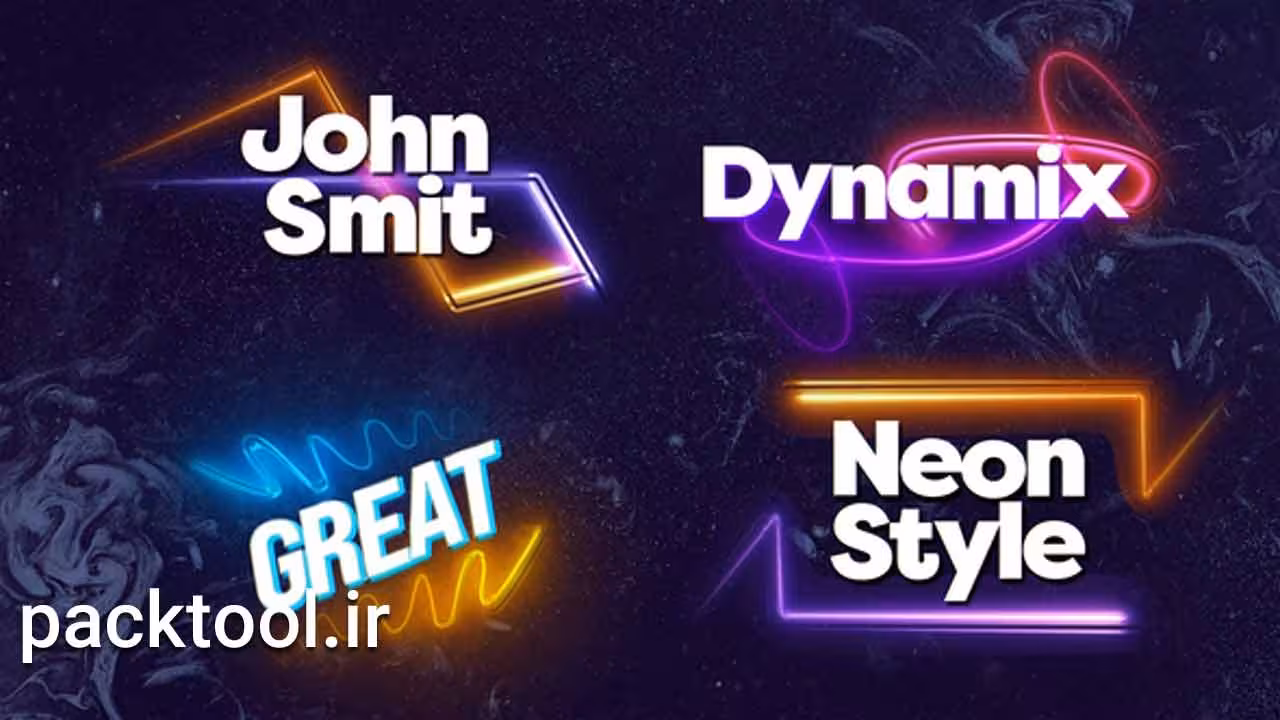 دانلود پروژه آماده پریمیر پرو انیمیشن متن نئونی Neon Text Animation - پک تول