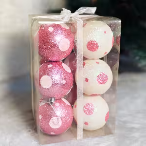 گوی کریسمس صورتی 7 سانت 12 عددی کد 498